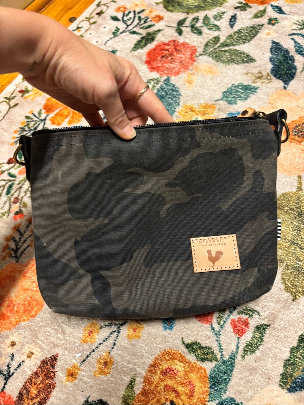 Meanwhile Back on the Farm Graphite Camo Sling Bag